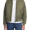 Giubbino bomber con zip in nylon verde
