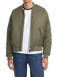 Giubbino bomber con zip in nylon verde