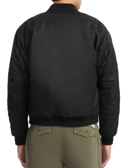 Giubbino bomber con zip in nylon nero