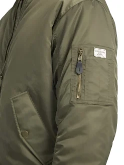Giubbino bomber con zip in nylon verde