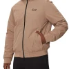 Giubbino con cappuccio e dettagli a contrasto beige/nero
