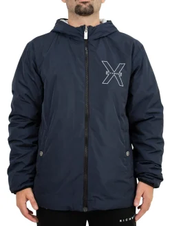 Giubbino con cappuccio reversibile blu