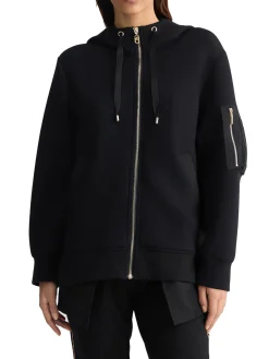 Giubbino con zip e cappuccio nero