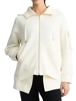 Giubbino con zip e cappuccio bianco