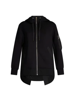 Giubbino con zip e cappuccio nero