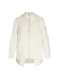 Giubbino con zip e cappuccio bianco