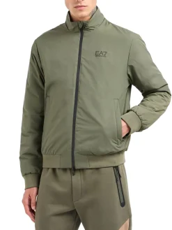 Giubbino con zip e logo sul petto verde