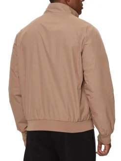 Giubbino con zip e logo sul petto beige