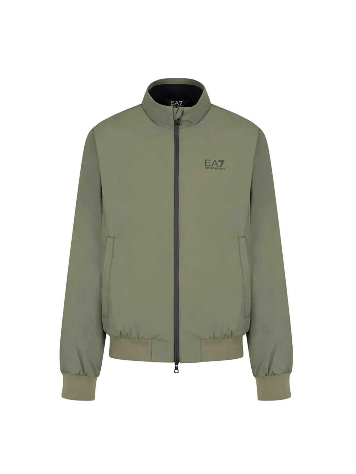 Giubbino con zip e logo sul petto verde