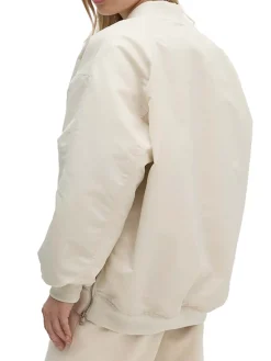 Giubbino con zip satin ecrù