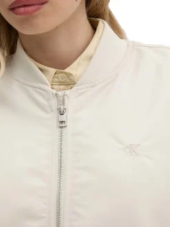 Giubbino con zip satin ecrù