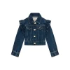 Giubbino di jeans con rouches denim medio