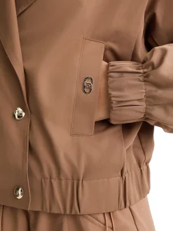 Giubbino doppio petto con elastico in vita beige