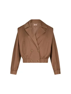 Giubbino doppio petto con elastico in vita beige