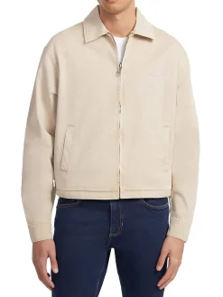 Giubbino in twill con zip sabbia