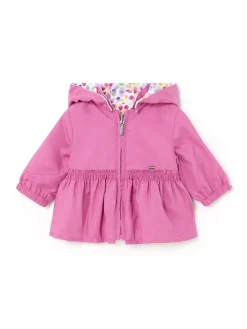 Giubbino reversibile con cappuccio neonata fucsia