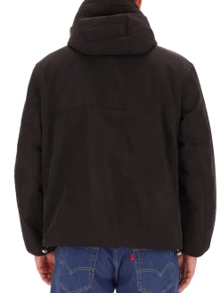 Giubbino zip con cappuccio in nylon nero