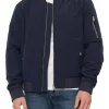 Giubbino zip nylon blu