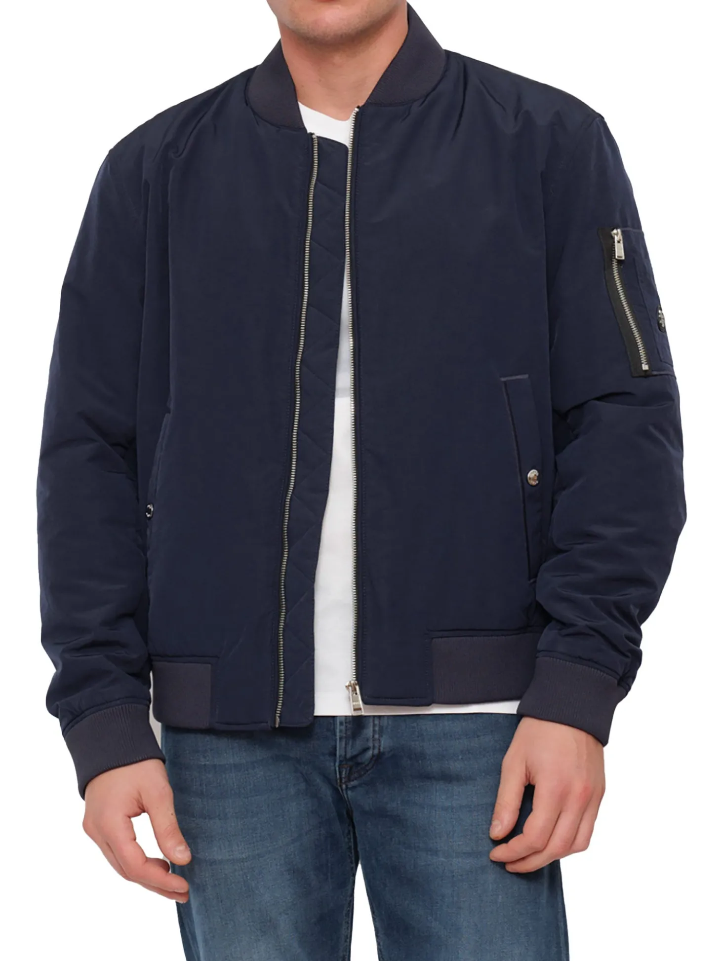 Giubbino zip nylon blu