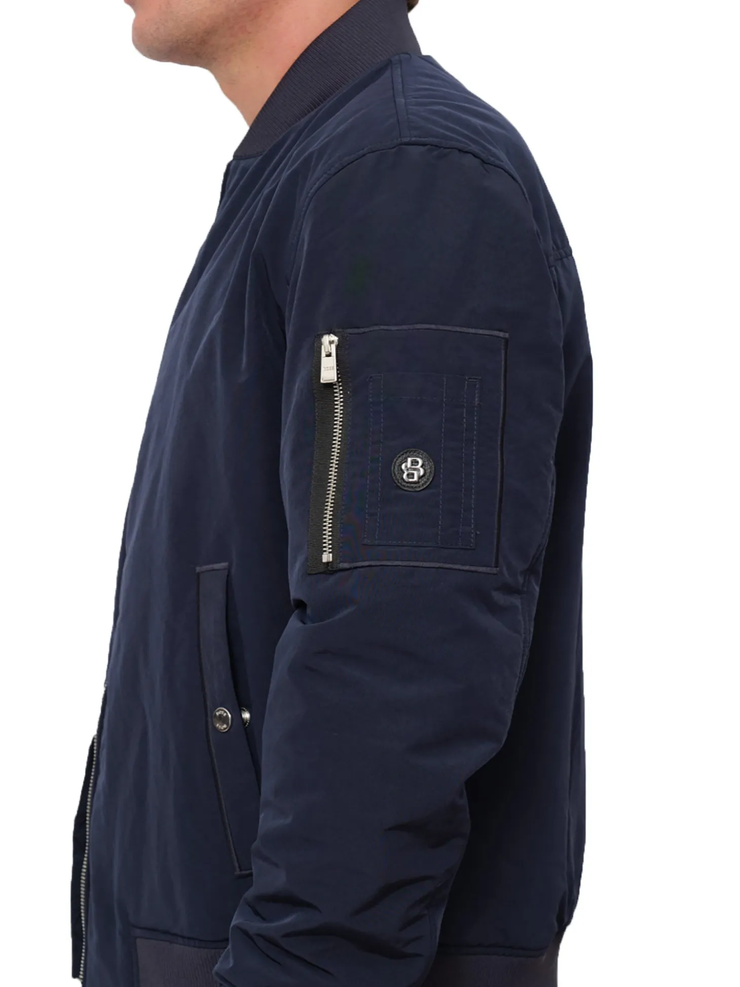 Giubbino zip nylon blu