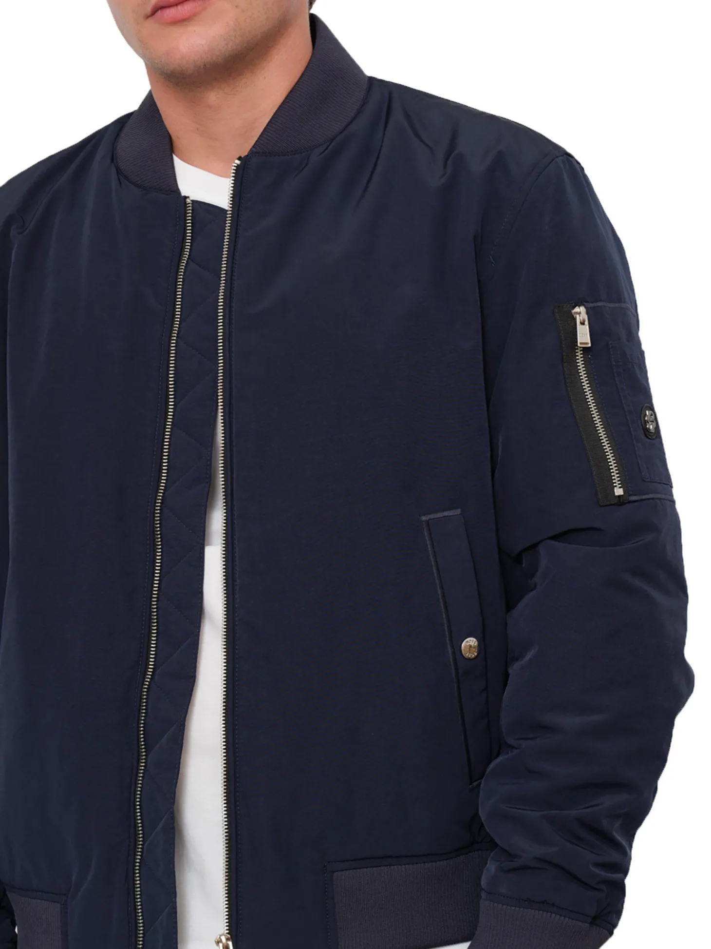 Giubbino zip nylon blu