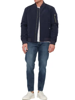 Giubbino zip nylon blu
