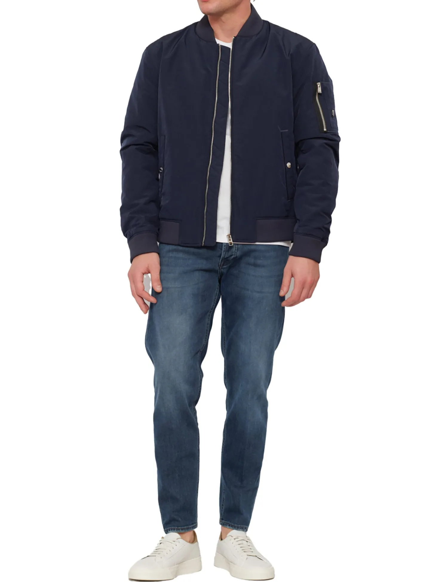 Giubbino zip nylon blu