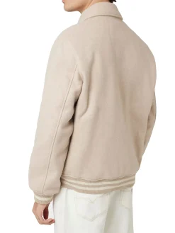 Giubbotto Bomber con bottoni Melton beige