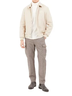 Giubbotto Bomber con bottoni Melton beige