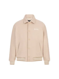 Giubbotto Bomber con bottoni Melton beige