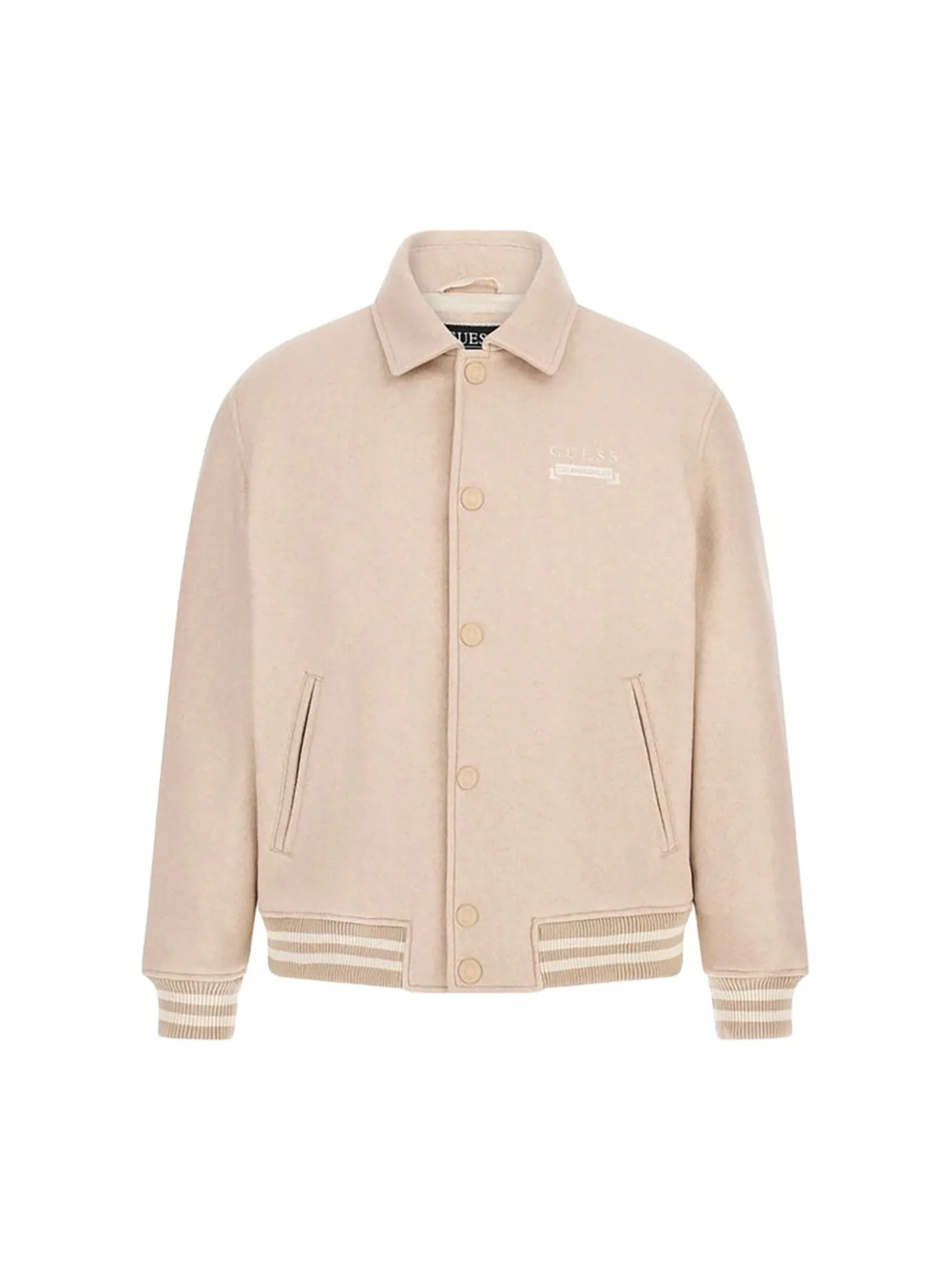 Giubbotto Bomber con bottoni Melton beige