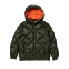 Giubbotto bomber con cappuccio in nylon trapuntato verde