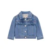 Giubbotto di jeans con ricamato posteriore denim chiaro