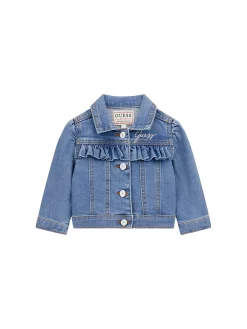 Giubbotto di jeans con ricamato posteriore denim chiaro