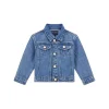 Giubbotto di jeans con ricamato posteriore denim chiaro