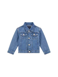 Giubbotto di jeans con ricamato posteriore denim chiaro