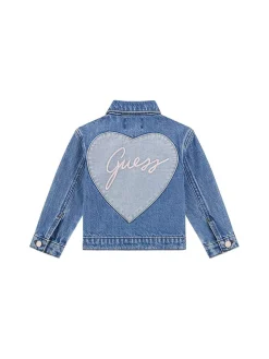Giubbotto di jeans con ricamato posteriore denim chiaro