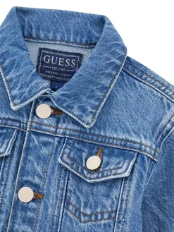 Giubbotto di jeans con ricamato posteriore denim chiaro