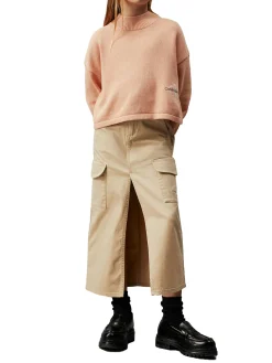 Gonna lunga cargo utility beige