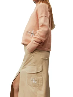Gonna lunga cargo utility beige