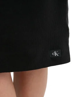 Gonna lunga morbida con logo e spacco nero