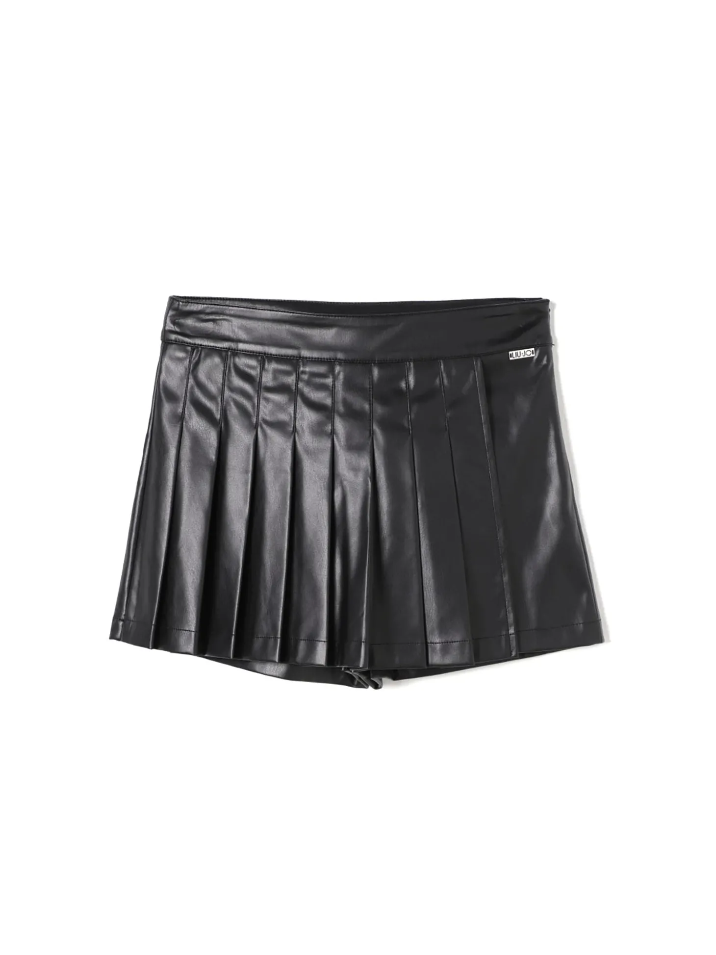 Gonna pantalone ecopelle a pieghe nero