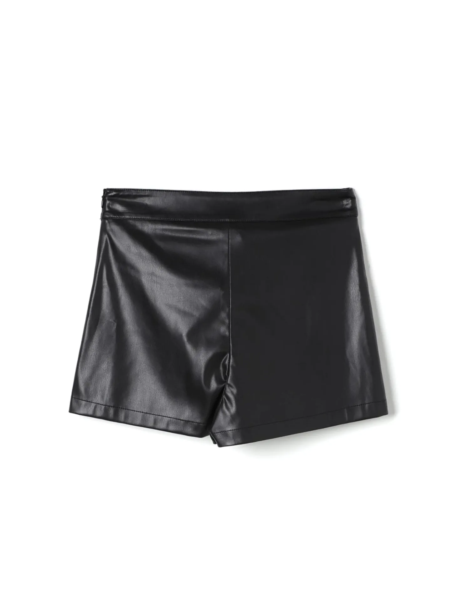 Gonna pantalone ecopelle a pieghe nero