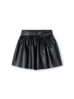 Gonna pantalone in ecopelle nero