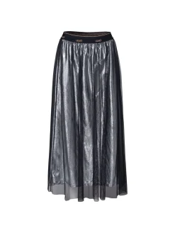 Gonna plisset jersey nero/argento