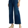 Jeans a gamba flare con inserto elastico sul dietro denim medio