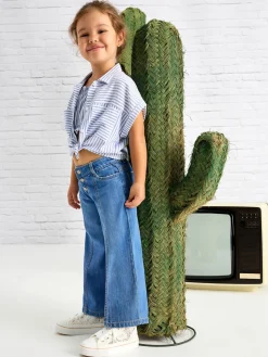 Jeans a palazzo blu medio