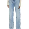 Jeans a vita alta con gamba dritta denim medio