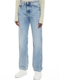 Jeans a vita alta con gamba dritta denim medio