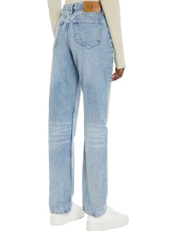 Jeans a vita alta con gamba dritta denim medio